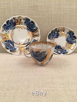 Vintage Russian Lomonosov Golden Garden Porcelain Tea/coffee Set Svce For 4