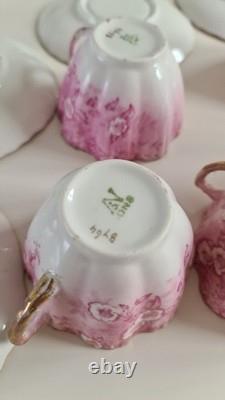 Vintage SHELLEY WILEMAN china PINK DAISY 8644 COFFEE SET for 4 People