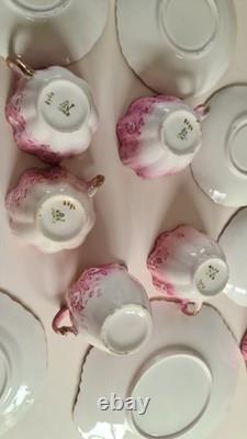 Vintage SHELLEY WILEMAN china PINK DAISY 8644 COFFEE SET for 4 People