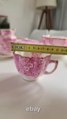 Vintage SHELLEY WILEMAN china PINK DAISY 8644 COFFEE SET for 4 People