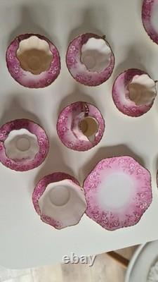 Vintage SHELLEY WILEMAN china PINK DAISY 8644 COFFEE SET for 4 People