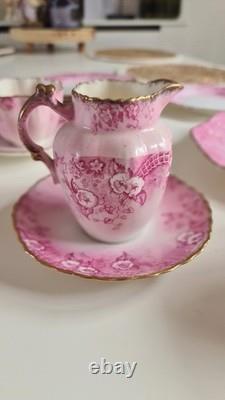 Vintage SHELLEY WILEMAN china PINK DAISY 8644 COFFEE SET for 4 People