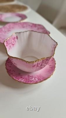 Vintage SHELLEY WILEMAN china PINK DAISY 8644 COFFEE SET for 4 People