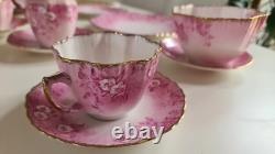 Vintage SHELLEY WILEMAN china PINK DAISY 8644 COFFEE SET for 4 People
