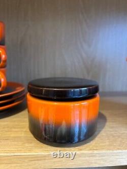Vintage SIC Ceramics Casale Monferrato 1970s coffee set burnt orange/chocolate