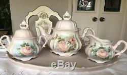 Vintage Schumann Bavaria-Arzberg Germany-Rose Blush Porcelain Tee/ Coffee Set