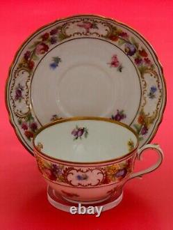 Vintage Schumann Germany Empress Dresden Pink Rose Coffee Pot Sugar Tray Set