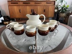 Vintage Senca Portugal Pottery Coffee Set Mid Century Retro 70s Pot Mugs Jug Cup