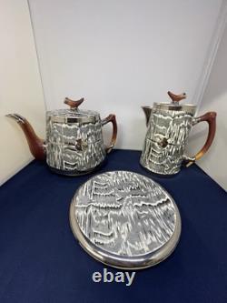 Vintage Set Arthur Wood'Silver Shield' Tea Or Coffee Pots With Stand