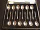 Vintage Set Of 12 Silver Coffee And Tea Spoons In Original Case-105g