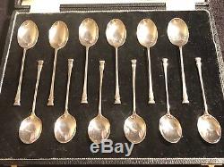 Vintage Set Of 12 Silver Coffee And Tea Spoons In Original Case-105g