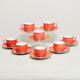 Vintage Set Of 8 Legle Porcelaine D'art Limoges Coral Coffee Cups & Saucers