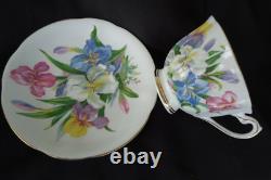 Vintage Set Six Cups & Saucers Iris Flowers Fine China Tea Coffee Royal Standard