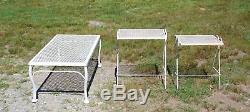 Vintage Set Wrought Iron & Wire Mesh Metal Nesting Tables & Coffee Table Patio
