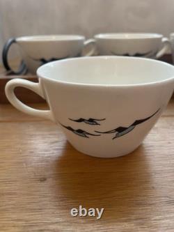 Vintage Set of 5 Figgjo Flint Coffee Cups Torskefiske MCM Scandinavian Folk Art