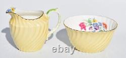 Vintage Set of 6 Aysnely 1545 Demitasse Cups & Saucer, Creamer & Sugar Floral