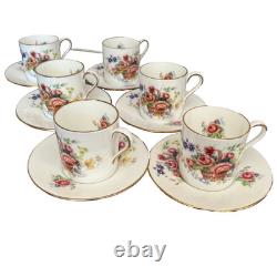 Vintage Shabby Demitasse Coffee Tea Set Floral Gorgeous Gold Rimmed Chic 6
