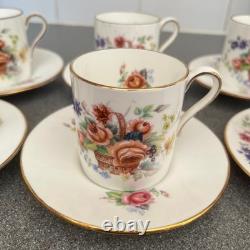 Vintage Shabby Demitasse Coffee Tea Set Floral Gorgeous Gold Rimmed Chic 6