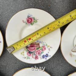 Vintage Shabby Demitasse Coffee Tea Set Floral Gorgeous Gold Rimmed Chic 6