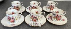 Vintage Shabby Demitasse Coffee Tea Set Floral Gorgeous Gold Rimmed Chic 6