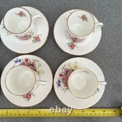 Vintage Shabby Demitasse Coffee Tea Set Floral Gorgeous Gold Rimmed Chic 6