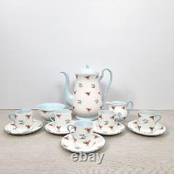 Vintage Shelley Bone China 13 Piece Floral Chintz Coffee Set Made In England VGC