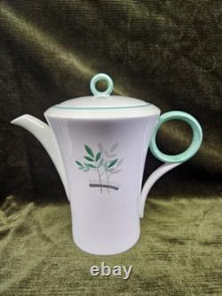 Vintage Shelley England Bone China Coffee Set Green Leaf 11 Pieces, 1930's