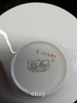 Vintage Shelley England Bone China Coffee Set Green Leaf 11 Pieces, 1930's