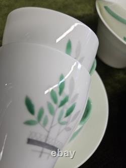 Vintage Shelley England Bone China Coffee Set Green Leaf 11 Pieces, 1930's