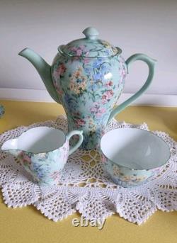 Vintage Shelley Melody 13453 Coffee Set Pot, Milker, Sugar Bowl Cups & Saucers