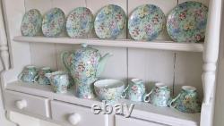 Vintage Shelley Melody 13453 Coffee Set Pot, Milker, Sugar Bowl Cups & Saucers