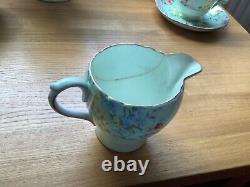 Vintage Shelley Melody coffee set. 1 cup missing, jug repaired, crack on 1 cup