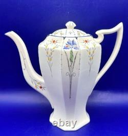 Vintage Shelley Queen Anne Coffee Set for 6 in Blue Iris Pattern, 22 pieces