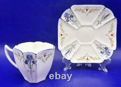 Vintage Shelley Queen Anne Coffee Set for 6 in Blue Iris Pattern, 22 pieces