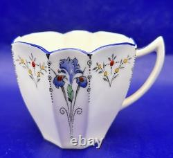 Vintage Shelley Queen Anne Coffee Set for 6 in Blue Iris Pattern, 22 pieces