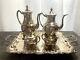Vintage Sheridan Silver On Copper Coffee & Tea Set With Footed Tray 5 Piece