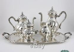 Vintage Silver 5pcs Tea Coffee Service Set On Tray Alessandria 1950s