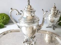 Vintage Silver Plate Coffee Tea Service Set With Tray 5 Piece Set