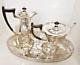 Vintage Silver Plate Tea And Coffee Set Complete With Gallery Tray