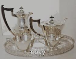 Vintage Silver Plate Tea And Coffee Set Complete with Gallery Tray