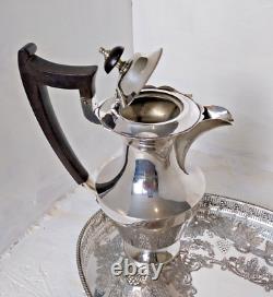 Vintage Silver Plate Tea And Coffee Set Complete with Gallery Tray