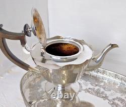 Vintage Silver Plate Tea And Coffee Set Complete with Gallery Tray