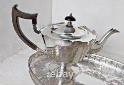 Vintage Silver Plate Tea And Coffee Set Complete with Gallery Tray