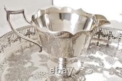 Vintage Silver Plate Tea And Coffee Set Complete with Gallery Tray