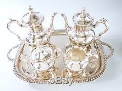 Vintage Silver Plate Tea Set Coffee Service With Footed Tray