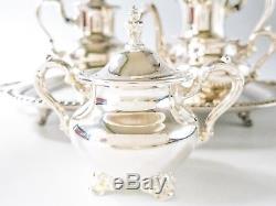 Vintage Silver Plate Tea Set Coffee Service With Footed Tray
