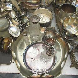Vintage Silver Plated Boat Serving Tray Dishes Coffee Pot Jug Cutlery etc x 128
