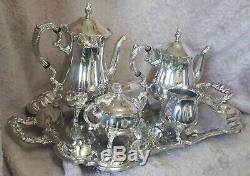 Vintage Silver Plated Full Tea Coffee Set With Tray Victorian Style