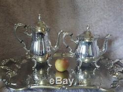 Vintage Silver Plated Full Tea Coffee Set With Tray Victorian Style