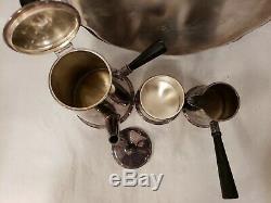 Vintage Silver Plated Shreve Crump & Low Co 4 Piece Tea Coffee Set Wood Handles